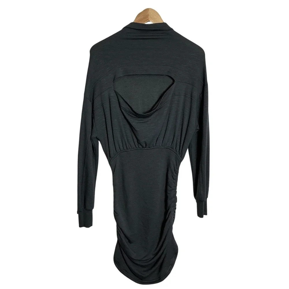 Daily Practice Women's Small Gray Ruched Cutout Mini Dress Soft - Picture 3 of 12